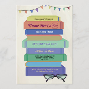 Convites Livro Biblioteca de Aniversários Convidar Pilha d