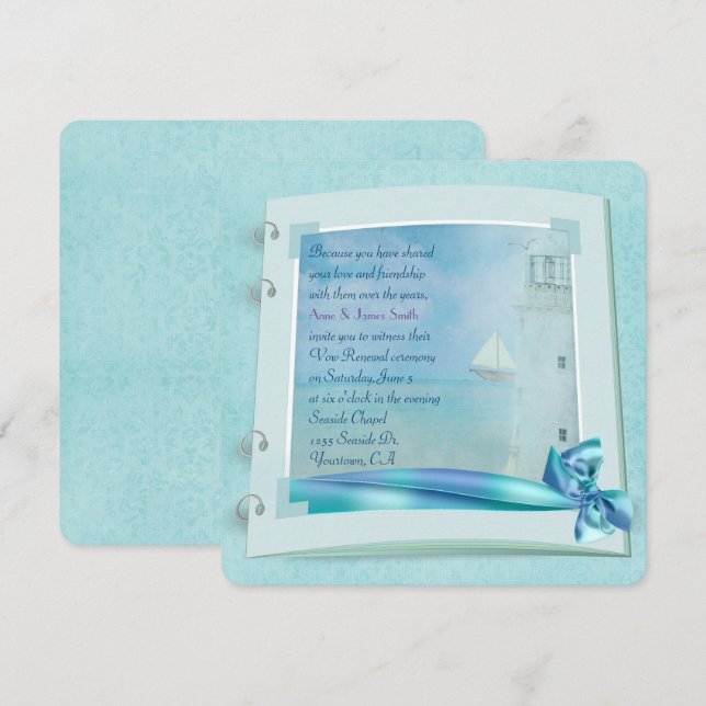 Convites Livro de Casamentos Renováveis de Vow de Farol (Frente/Verso)