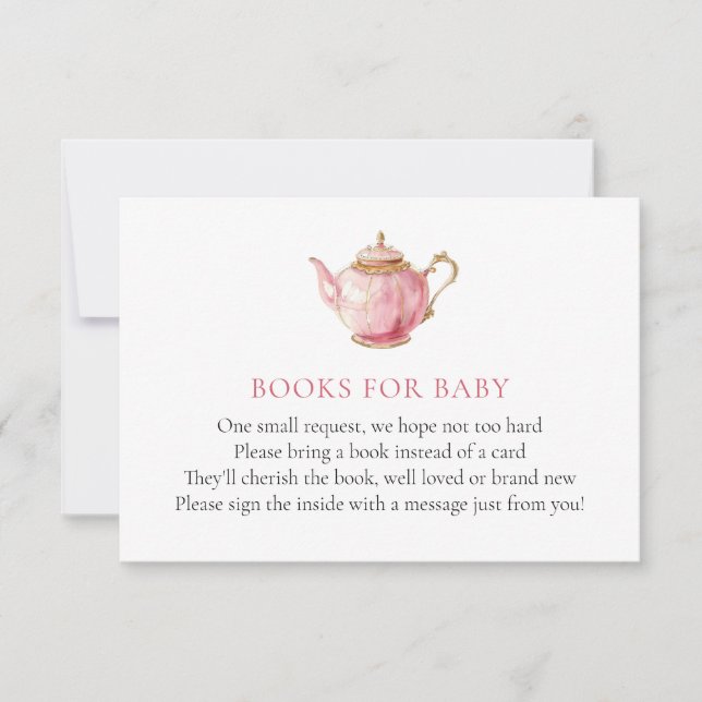Convites Livro de Chá Rosa para Festa de Bebê Card (Frente)