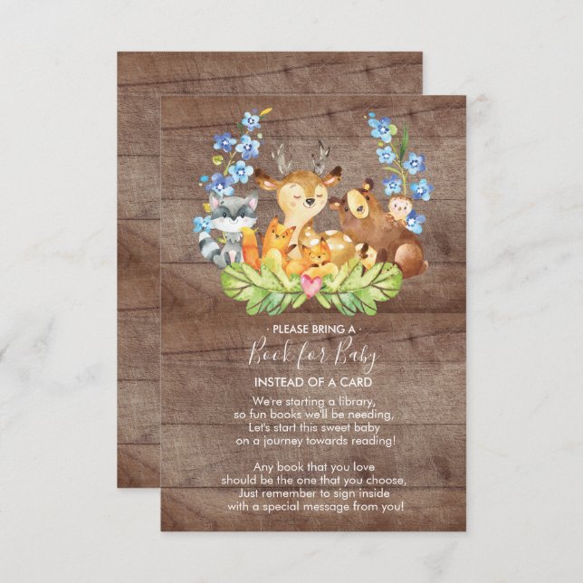 Convites Livro de Chás de fraldas de Animais da Floresta pa (Frente/Verso)