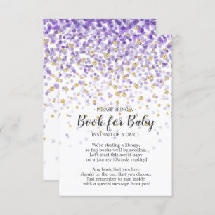 Convites Livro de Chás de fraldas de Confetti Dourado Roxo 