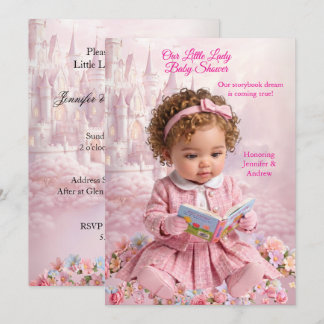 Convites Livro de Chuvinha de Bebê Menina Rosa Fofa