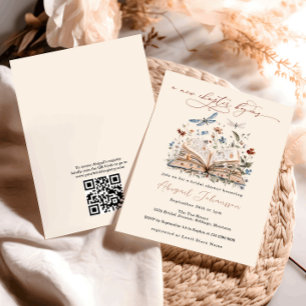 Convites Livro de códigos QR Novo capítulo inicia Chá de pa