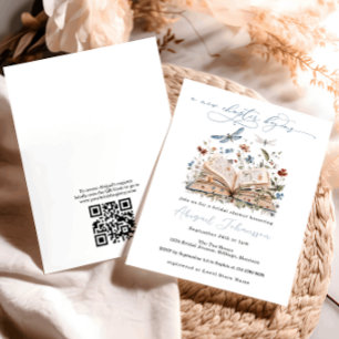 Convites Livro de códigos QR Novo capítulo inicia Chá de pa