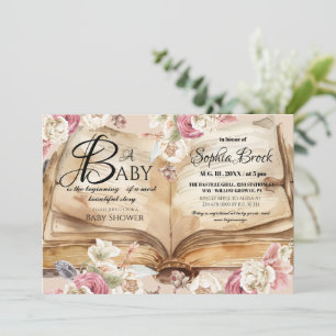 Convites Livro de Flores de Conto de Fadas Chá de Bebê