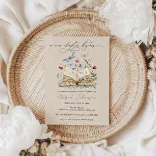 Convites Livro de Flores Selvagens Novo Capítulo Começa Chá