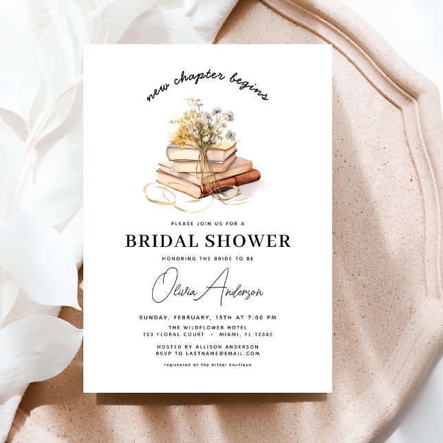 Convites Livro de Flores Selvagens Novo Capítulo Começa Chá (Criador carregado)