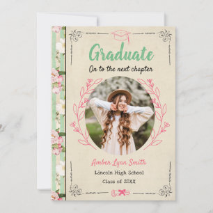 Convites Livro de Graduação com Estória Floral Vintage