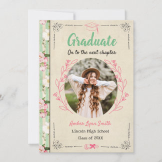 Convites Livro de Graduação com Estória Floral Vintage