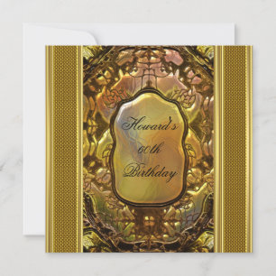 Convites Livro de Metal Dourado Antigo Homem 60º Aniversári