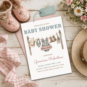 Convites Livro de Rifas de Roupas de Bebê Pequena Vaqueira
