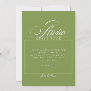 Convites Livro de Visitas de Áudio Verde Marfim Clássico Si