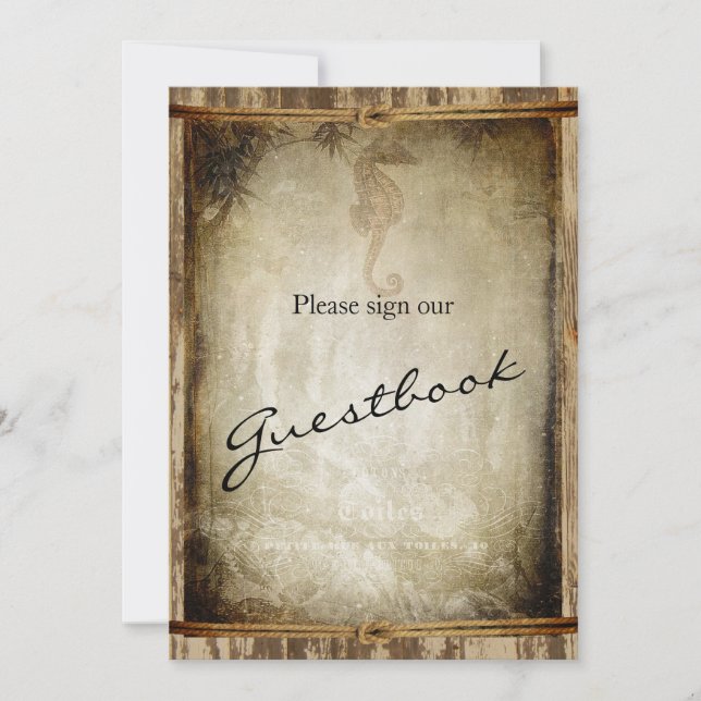 Convites Livro de Visitas de Casamento - Madeira Náutica (Frente)