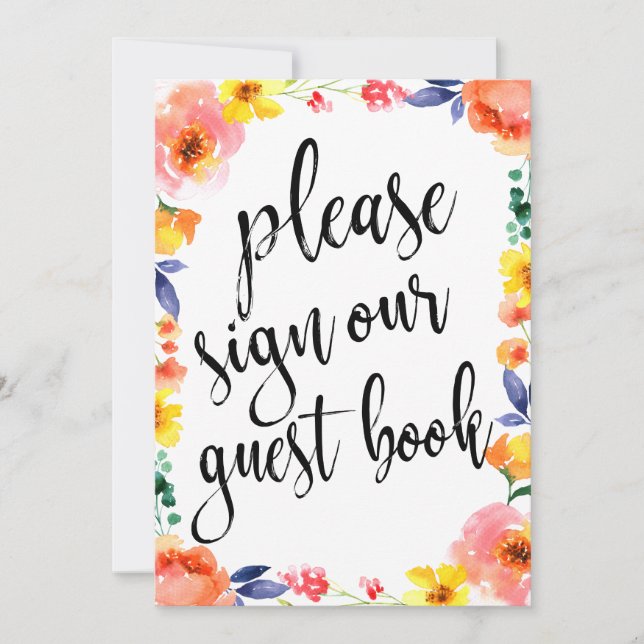 Convites Livro de Visitas de Casamento Sinal Floral Boho Ac (Frente)