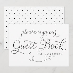 Convites Livro de Visitas de Noiva com Letra Dainty Preta