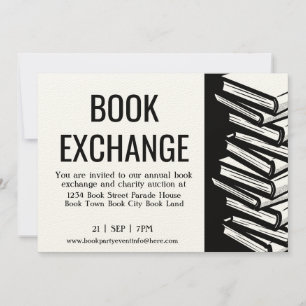 Convites Livro Exchange Black White Felt Ecru