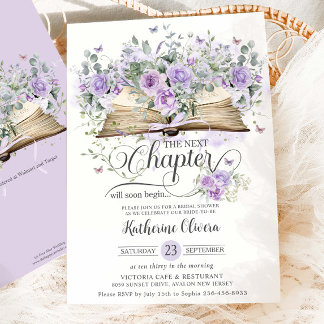 Convites Livro Floral Puro Lilac Próximo Capítulo Bridal