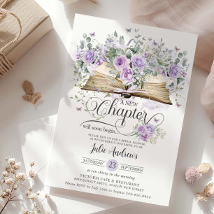 Convites Livro Floral Purple Lilac Novo Chá de panela