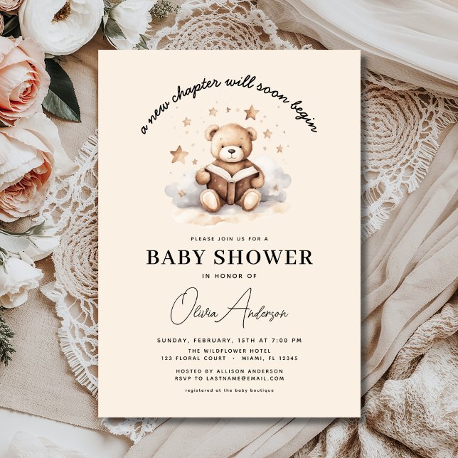 Convites Livro Novo Capítulo Começa Chá de fraldas Do Urso  (Criador carregado)