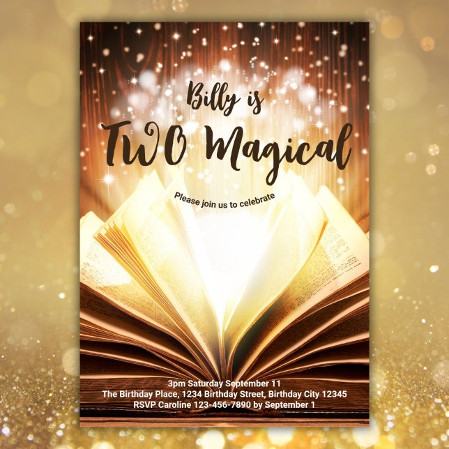 Convites Livro Personalizado Dois segundo aniversário Mágic (Criador carregado)