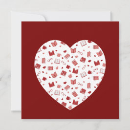 Convites Livro Vermelho e Padrões de Leitura Cute no coraçã