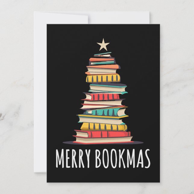 Convites Livros Árvore de Natal Feliz Dia dos Livros (Frente)