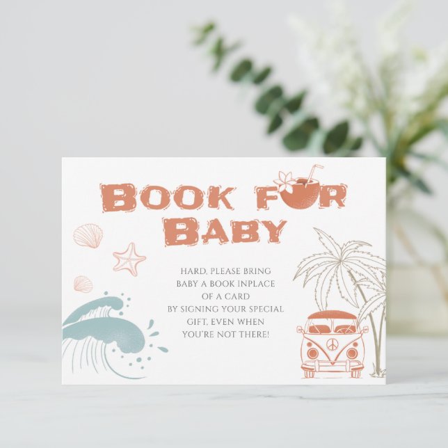 Convites Livros De Chá de fraldas De Bebê No Surf Do Consel (Em pé/Frente)