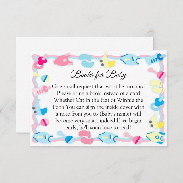 Convites Livros De Chá de fraldas De Brinquedos Para Bebê (Frente/Verso)