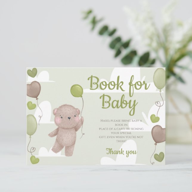 Convites Livros De Chá de fraldas Do Bear Boy Teddy (Em pé/Frente)