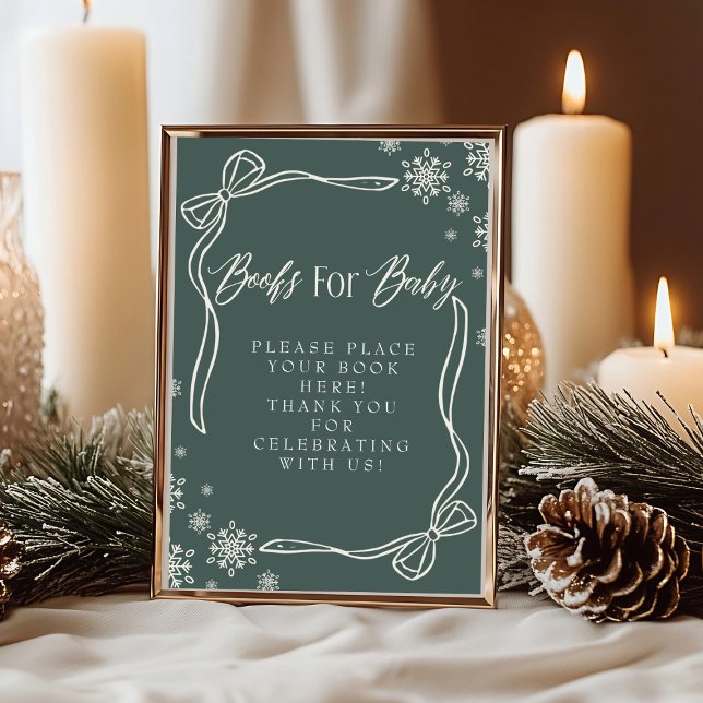 Convites Livros de Coquetes Verdes para Sinais de Bebê (Green Winter Coquette Books for Baby Sign)