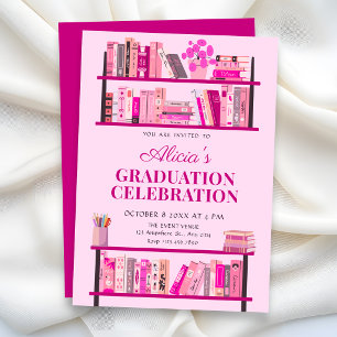 Convites Livros de graduação cor-de-rosa divertidos