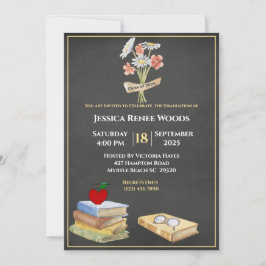 Convites Livros de Lousa Flor Professora Graduação