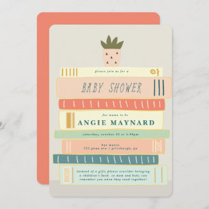 Convites Livros de Mint e Pink para Chá de fraldas