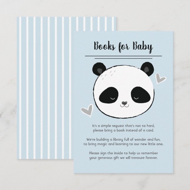 Convites Livros de Rosto de Panda Fofo para Solicitação de  (Frente/Verso)