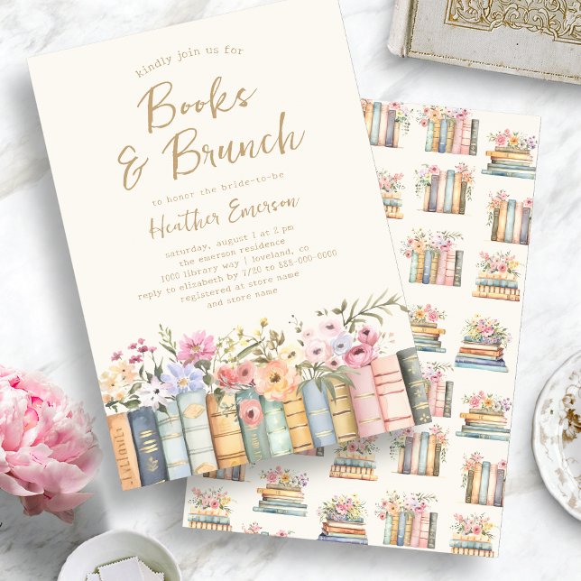 Convites Livros e Chá de panela Brunch (Books and Brunch Bridal Shower Invitation
)