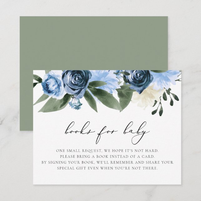 Convites Livros Florais de Marinho Azul MILENA Dusty para C (Frente/Verso)