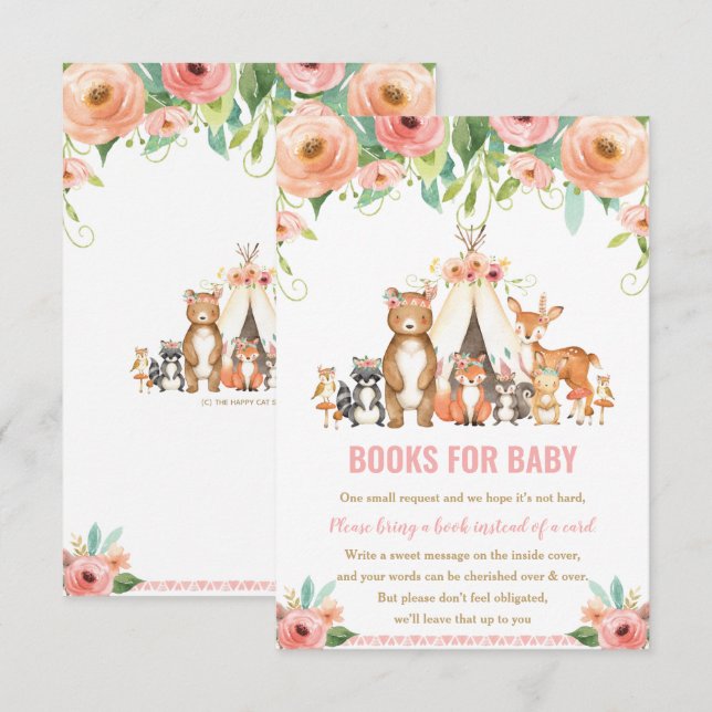 Convites Livros Florais para Bebê de Animais Tribais da Flo (Frente/Verso)