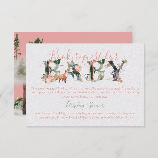 Convites Livros Florestais de Madeira para Chá de Bebê e Ex (Frente/Verso)