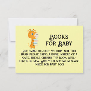 Convites Livros para a girafa de bebê que guarda livros
