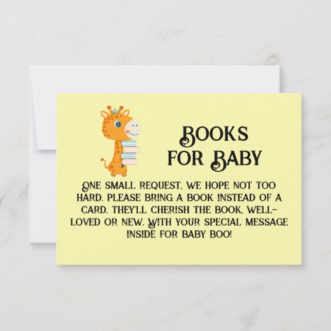 Convites Livros para a girafa de bebê que guarda livros (Frente)