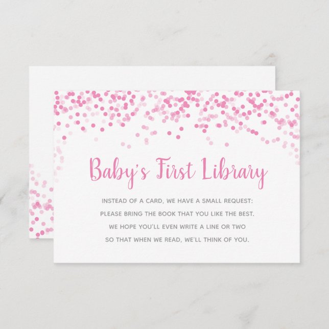 Convites Livros para a placa de Chá Chá de fraldas Pink Con (Frente/Verso)