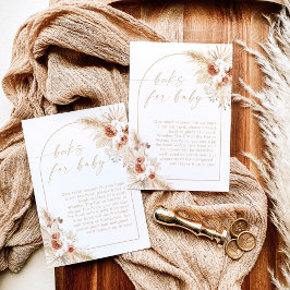 Convites Livros para Bebê Bege com Grama Pampas Boho