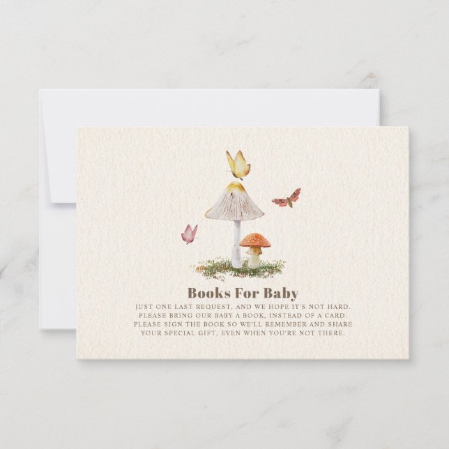 Convites Livros Para Bebê Borboleta Madeira Cogumelo (Frente)