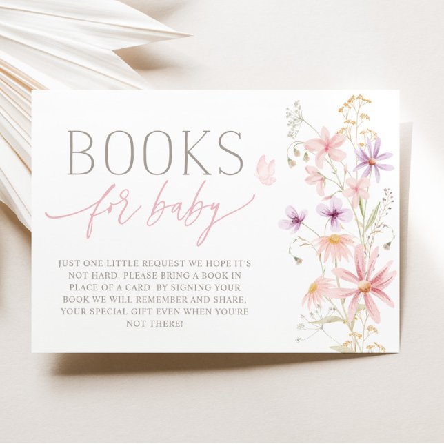 Convites Livros para bebê Chuvinha de Flores para chá de be (Wildflower Baby Shower Books For Baby Card | Matching items available.)