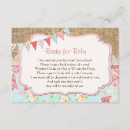 Convites Livros para bebê, livro floral burlap book request