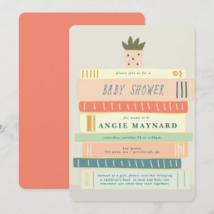Convites Livros Rosa E De Mint Para Chá de fraldas De Bebê
