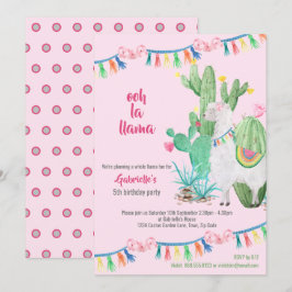 Convites Llama Cactus - Festa de aniversario de meninas de