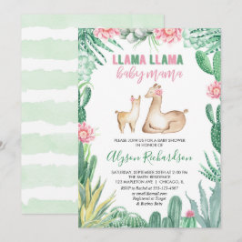 Convites Llama chá de fraldas convidada, mãe bebê