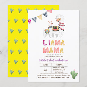 Convites Llama Chá de fraldas Fiesta Cactos Cute Girls