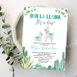 Convites Llama e chá de fraldas de cacto
